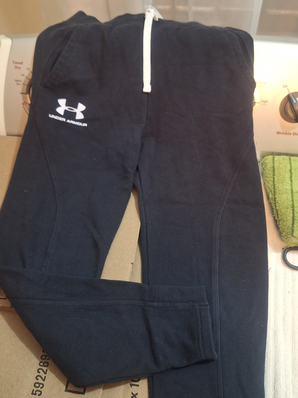 Under Armour Boys Black Jogger Sweatpants with White Logo
